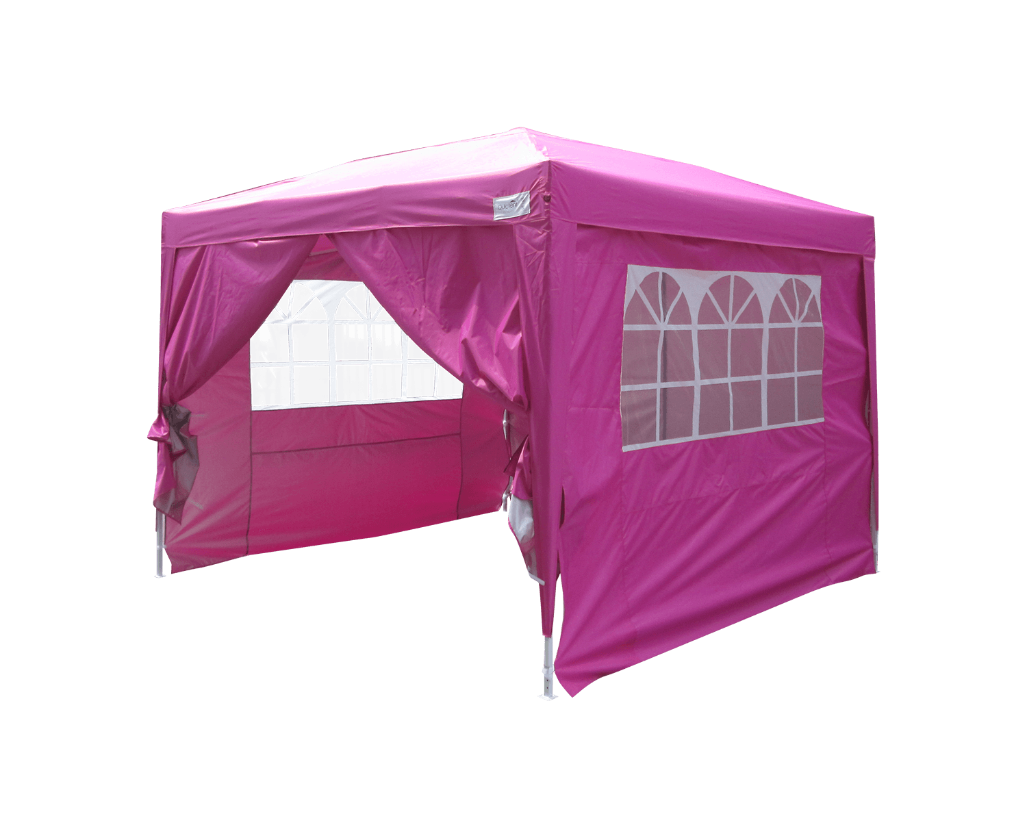 metal gazebo for garden with pink roof