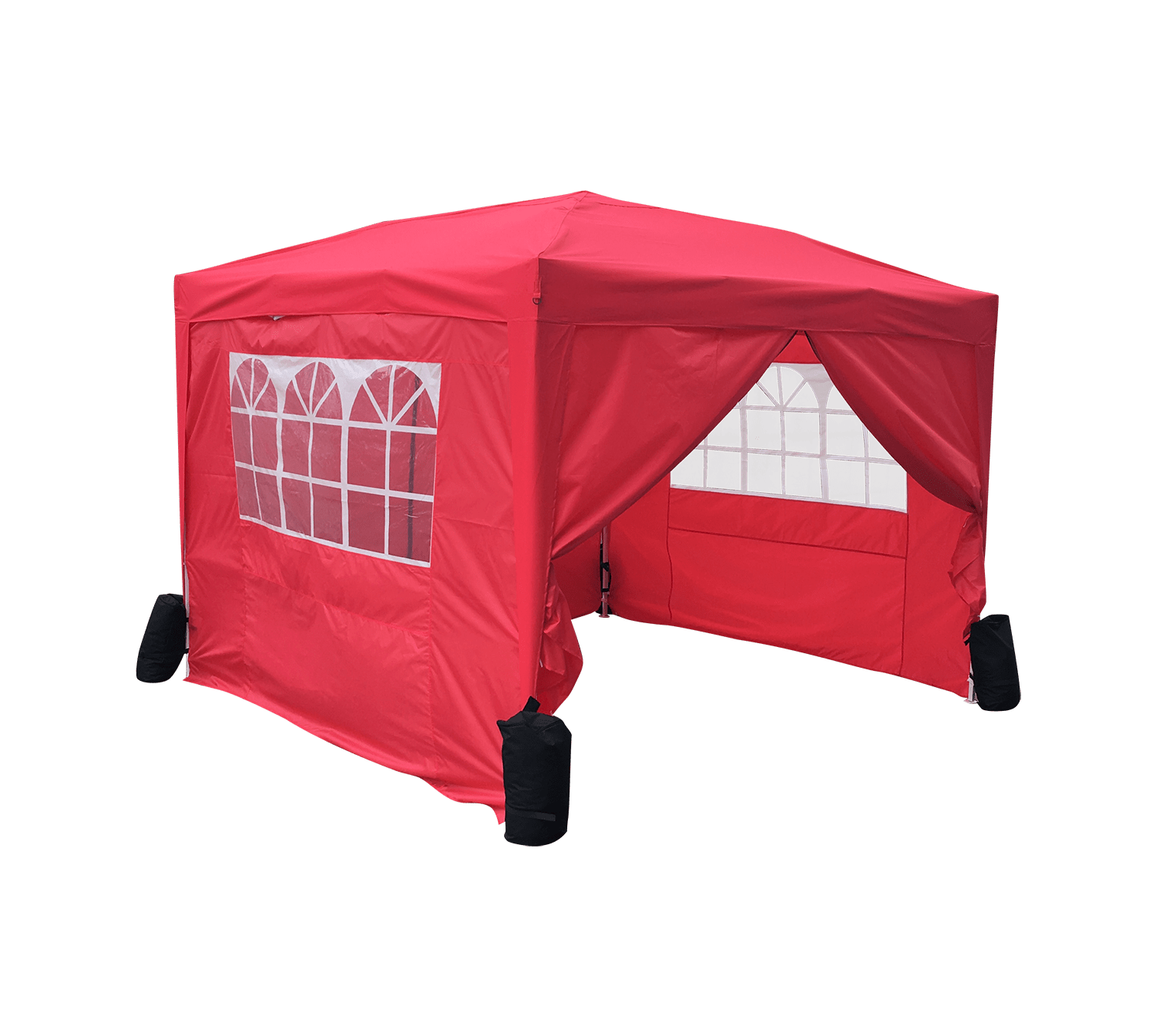 metal garden gazebo with walls and weight bags