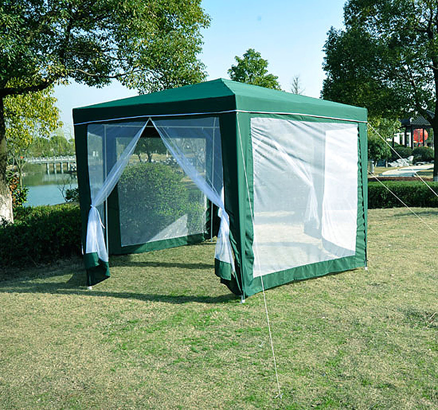 hexagonal gazebo with mosquito net