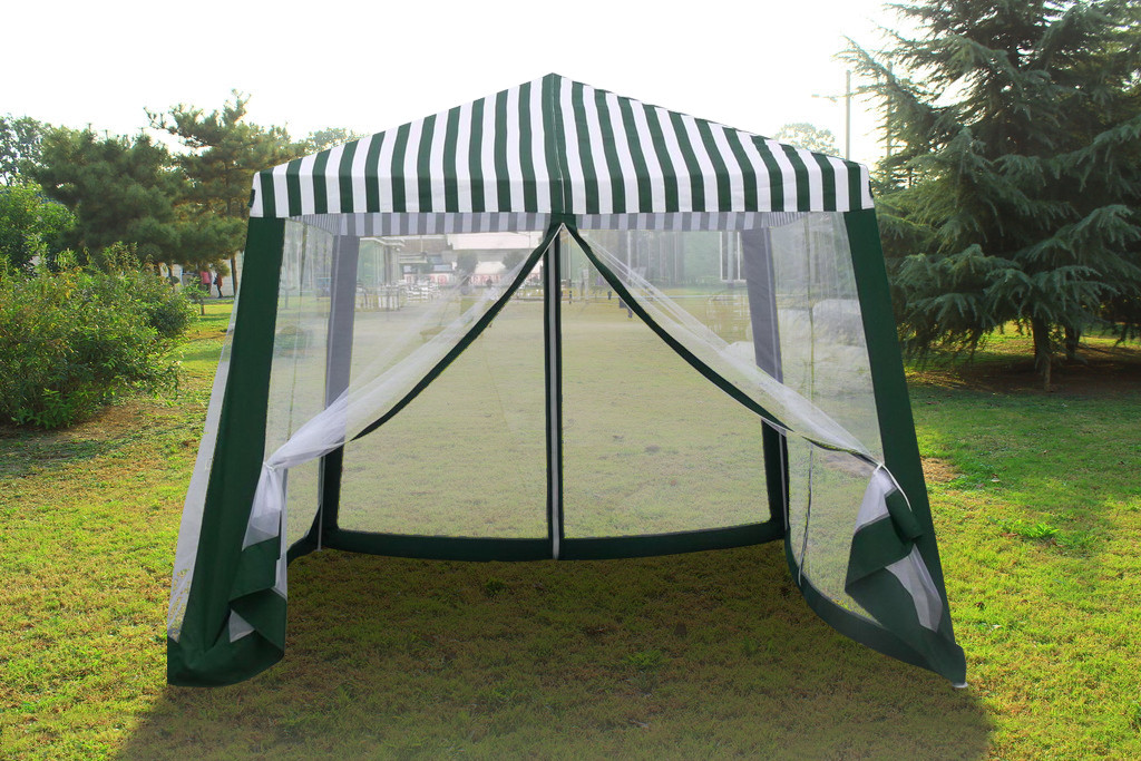 stripe polyester deluxe net gazebo