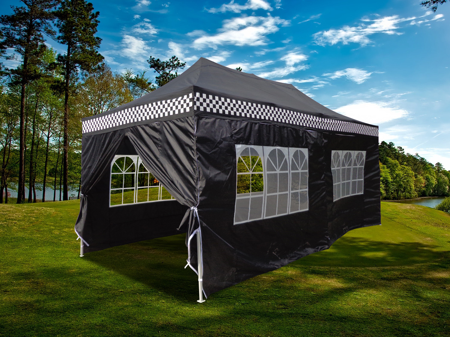 screened metal gazebo with whole set walls