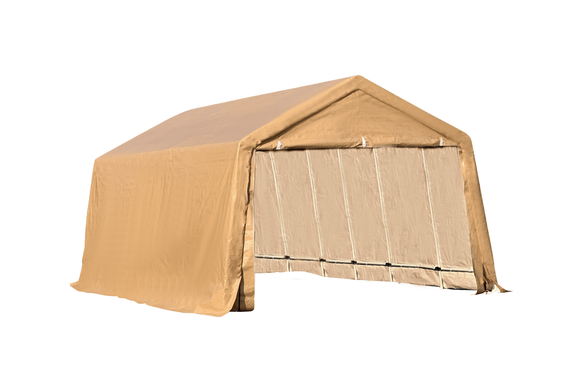 Slanted storage tent